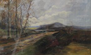 19TH CENTURY SCHOOL, Heathland Scene, oil on canvas, framed and glazed. 125 x 73.5 cm.