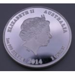 A 2014 999 silver 1 ounce Australian coin.
