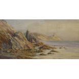 F HASE HAYDEN, Bailey Light, Howth Head, watercolour, signed, framed and glazed. 42 x 21.5 cm.