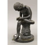 After The Antique, bronze figure of a boy extracting a thorn from his foot. 18 cm high.