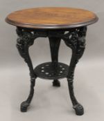 A Britannia cast iron pub table. 59 cm diameter.