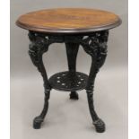 A Britannia cast iron pub table. 59 cm diameter.