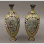 A pair of cloisonne vases. 23.5 cm high.