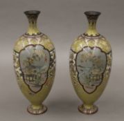 A pair of cloisonne vases. 23.5 cm high.