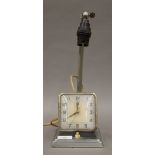 An Art Deco lamp/clock. 33.5 cm high.