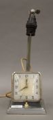 An Art Deco lamp/clock. 33.5 cm high.