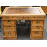 A Victorian pedestal partners desk. 109 cm wide.