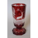 A 19th century Bohemian ruby flash glass goblet. 17.5 cm high.