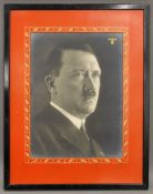 A portrait photograph of Adolf Hitler, framed. 46 x 59 cm overall.