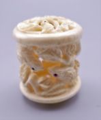 A bone carving formed as birds. 3.5 cm high.