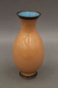 A pink ground cloisonne vase. 25 cm high.