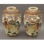 A pair of Satsuma vases. 31.5 cm high.