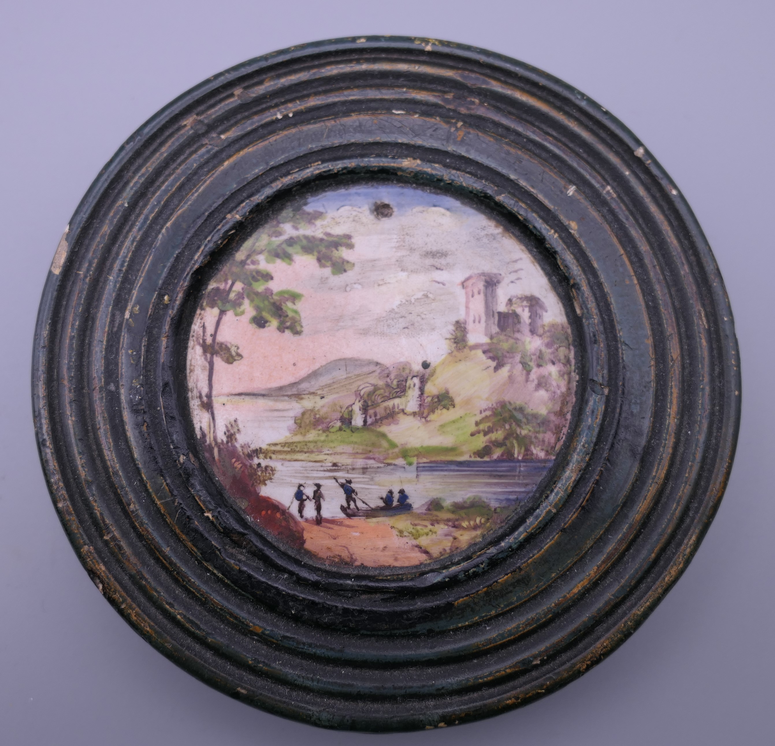 A Delft tile and two 19th century painted plaques. The former 12.5 cm wide. - Image 5 of 13