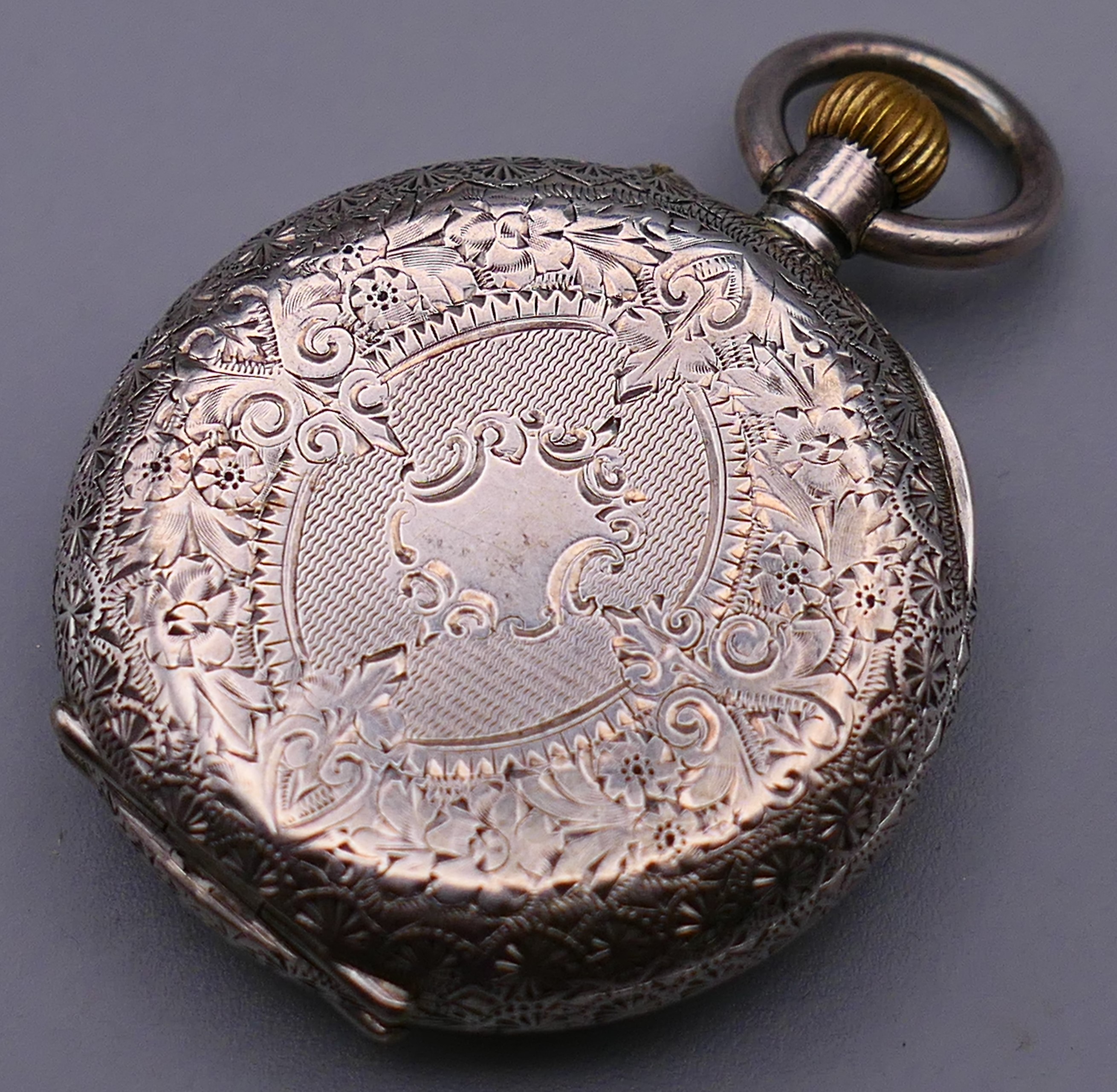 A 935 silver pocket watch. 3.25 cm diameter. - Image 2 of 12