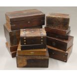 A quantity of various Victorian writing slopes and boxes.