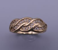 A 9 ct gold ring. Ring size S. 2.2 grammes.