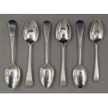 Six early 19th century Old English pattern teaspoons by William Bateman of London. 95.7 grammes.