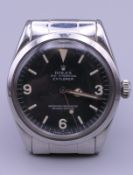 A Rolex Oyster Perpetual Explorer gentleman's wristwatch. 3.5 cm wide.