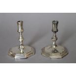 A pair of silver tapper sticks. 8.5 cm high. 128.4 grammes.