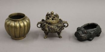 Three Chinese bronze censers. The largest 9.5 cm high.