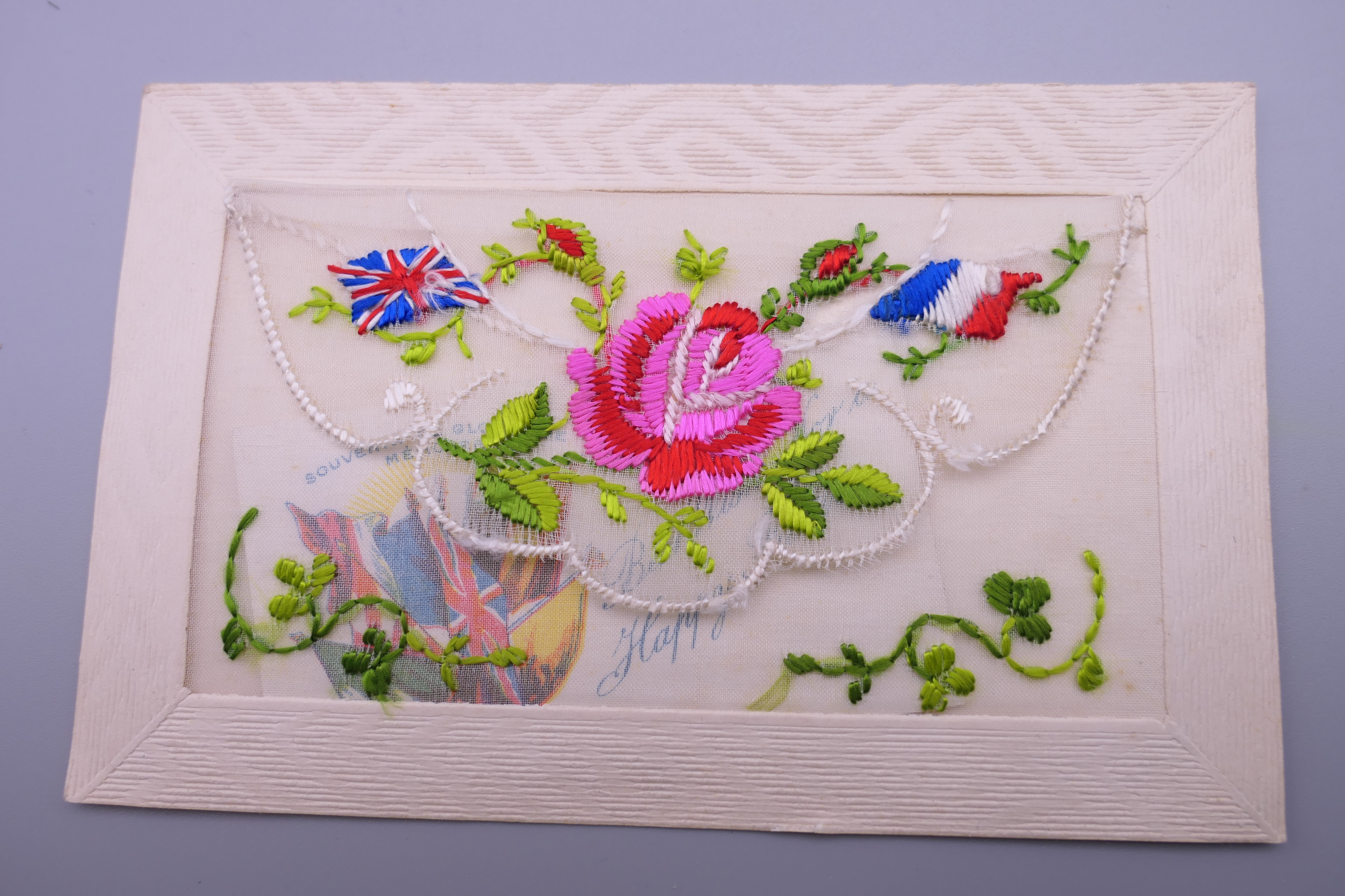 Seventeen World War I embroidered silk postcards including some with note cards. - Image 26 of 26