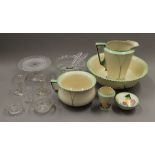 A Burleighware wash set, glass, etc.