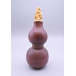 A Japanese bone topped double gourd box. 10.5 cm high.