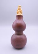 A Japanese bone topped double gourd box. 10.5 cm high.