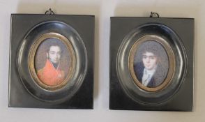 Two framed miniatures. Each 10 x 11 cm.