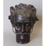 A Contemporary bronze vase modelled as Salvador Dali. 37 cm high.