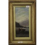 19TH CENTURY SCHOOL, Boats on a Beach, oil on board, unsigned, framed and glazed. 16.5 x 36 cm.