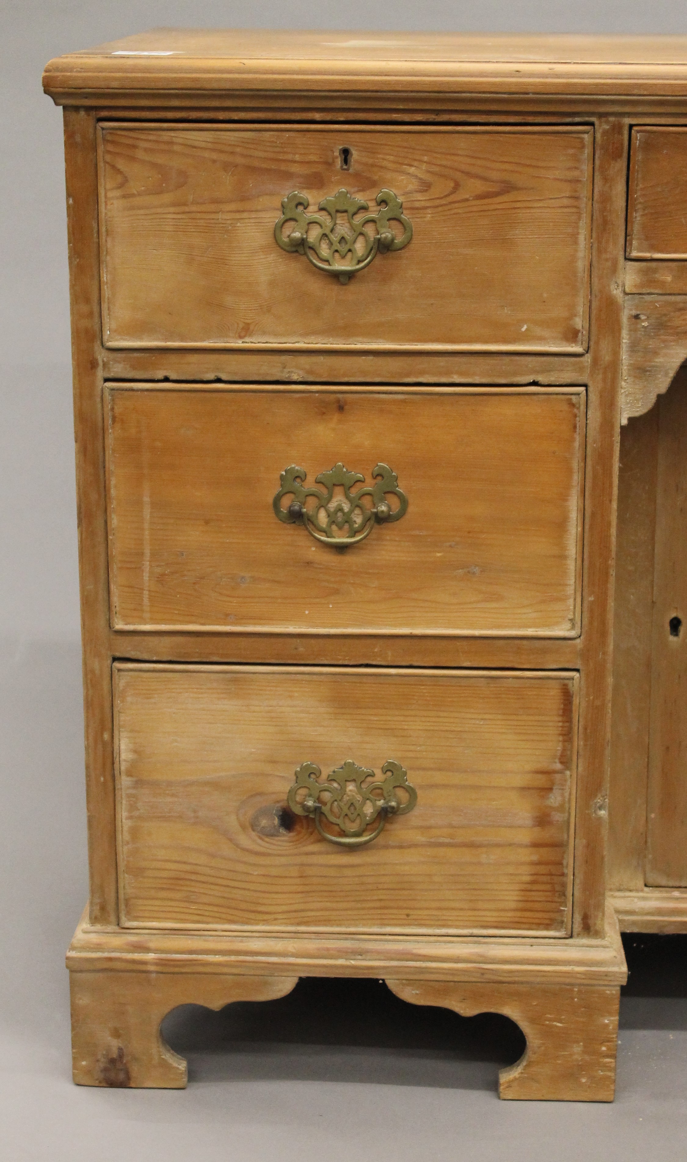 A 19th century pine desk. 116 cm wide. - Image 3 of 9