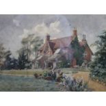 V FISHER, Country Cottage, watercolour, framed and glazed. 36.5 x 26.5 cm.