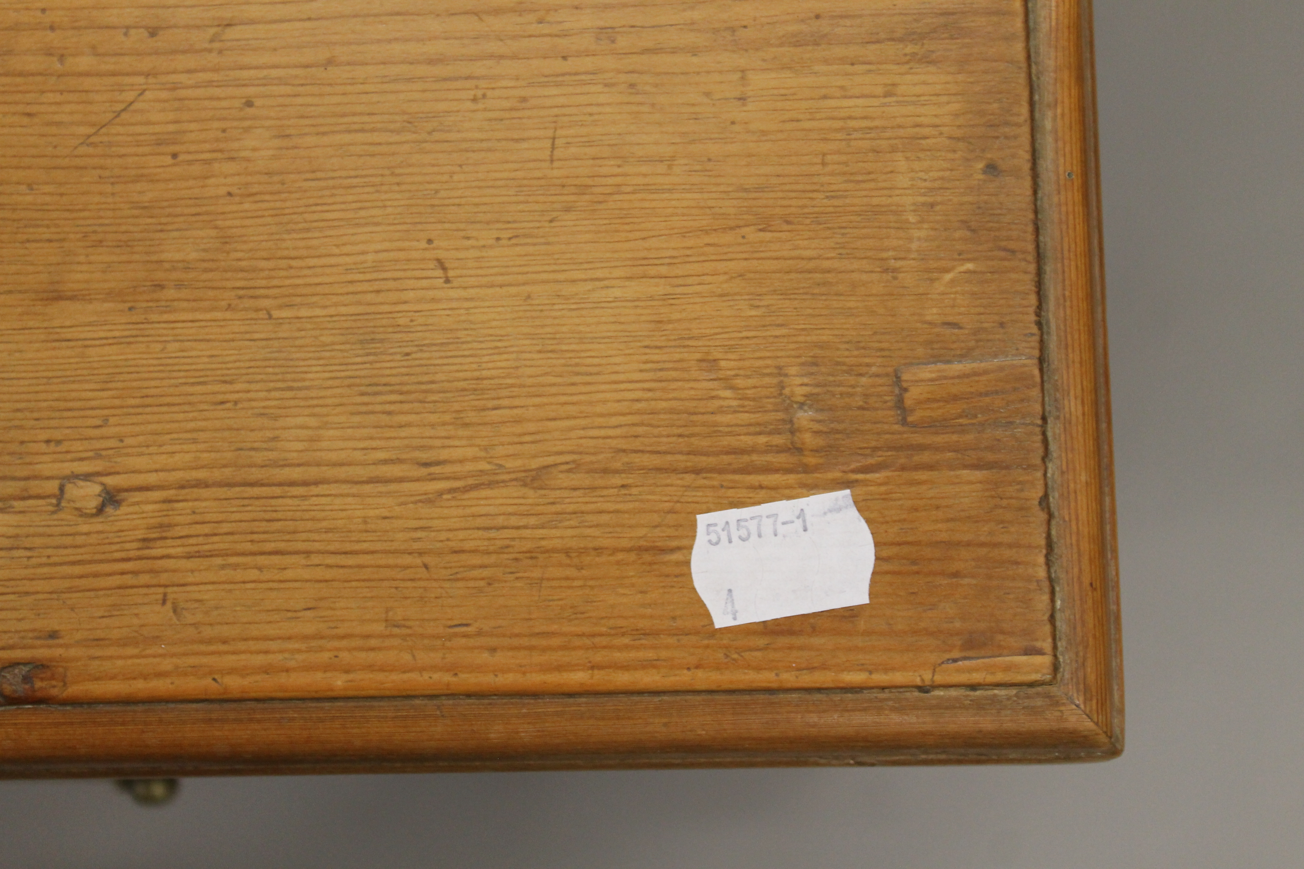 A 19th century pine desk. 116 cm wide. - Image 8 of 9