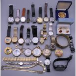 A quantity of various watches, pocket watches and jewellery.