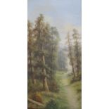 ADA STONE, Forest Path, oil on canvas, signed, unframed. 30.5 x 61 cm.