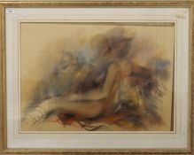 A Still Life of a Seated Nude Woman, pastel, unsigned, framed and glazed. 68 x 48.5 cm.