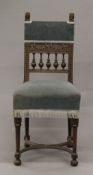 A 19th century Continental carved side chair. 40 cm wide.
