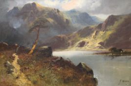 J MAURICE (19th century) British, Bala Lake, North Wales, oil on canvas, signed, framed. 59.5 x 39.