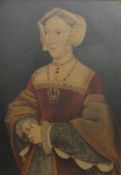 After HOLBEIN, Jane Seymour, print, framed; together with After VAN GOUGH, print, framed.
