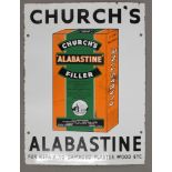 A Church's Alabastine pictorial enamel advertising sign. 38 x 51 cm.