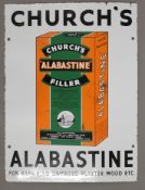 A Church's Alabastine pictorial enamel advertising sign. 38 x 51 cm.