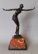 An Art Deco style bronze figurine. 49.5 cm high.