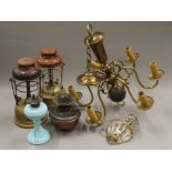 A quantity of various vintage lighting