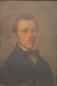 19TH CENTURY SCHOOL, A Portrait of a Gentleman, oil on tin, framed. 19 x 29 cm.