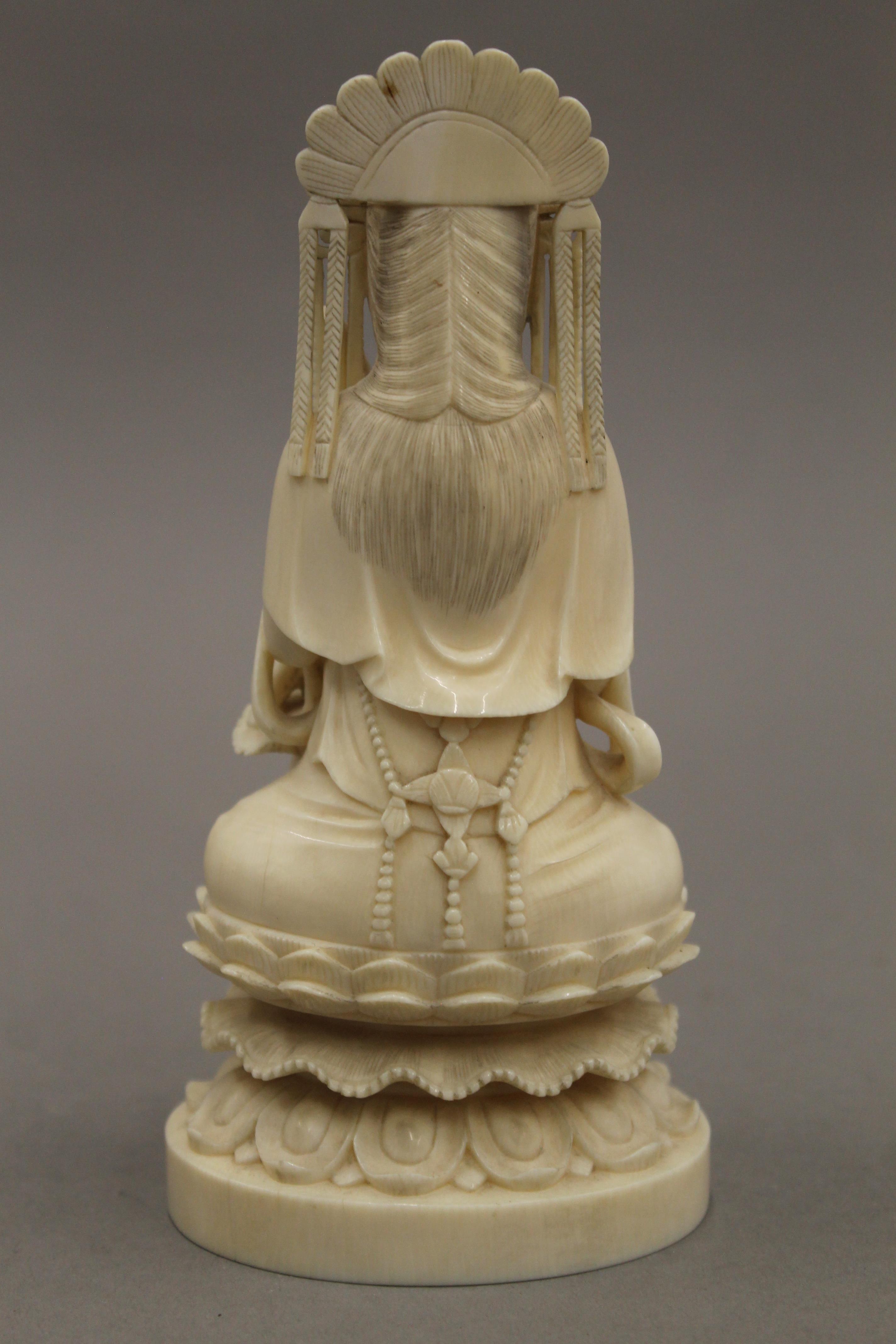 A late 19th century Chinese carved ivory model of Buddha, the underside with seal mark. 15. - Image 5 of 5