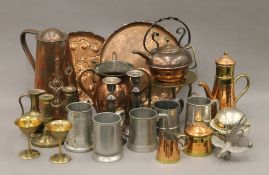 A quantity of various metalware.