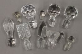 A quantity of crystal glass decanter stoppers.