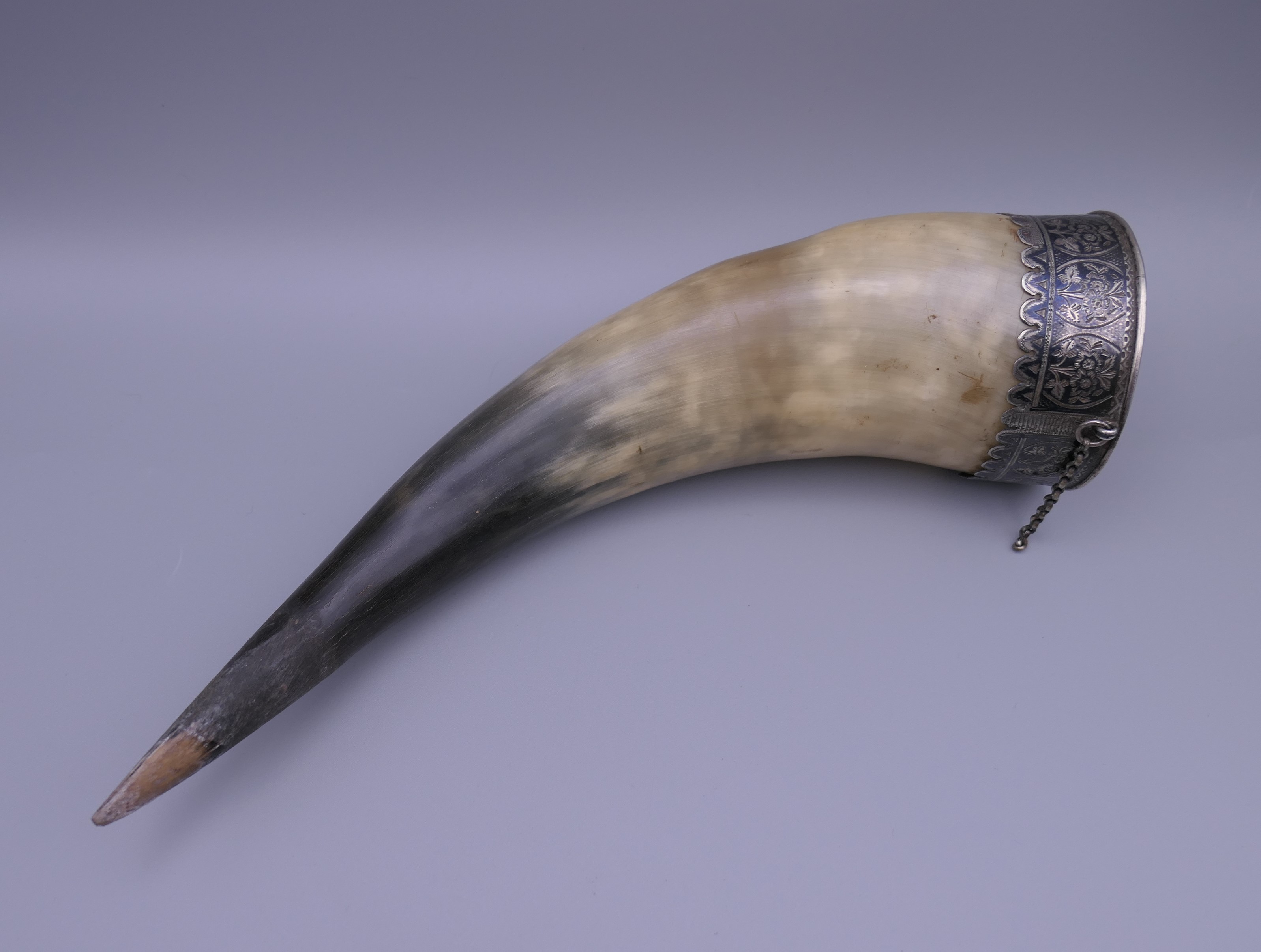 A Russian mounted silver horn. 30.5 cm long. - Image 2 of 7