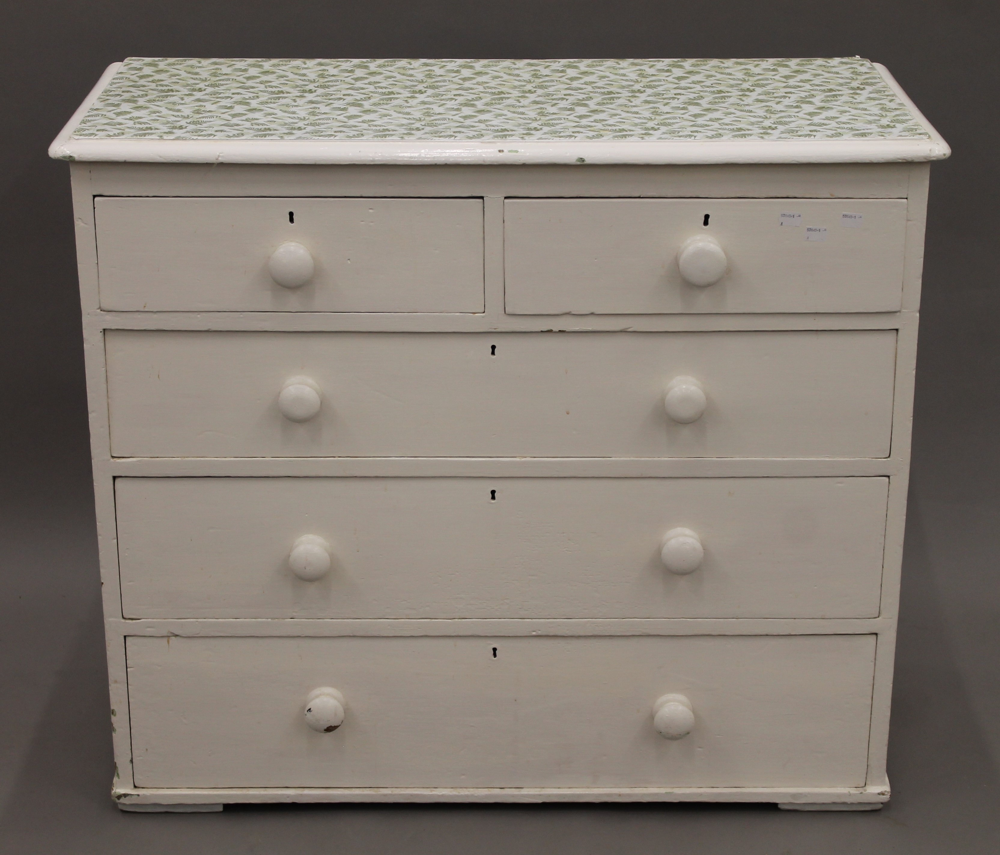 A Victorian painted pine chest of drawers. 97 cm wide.